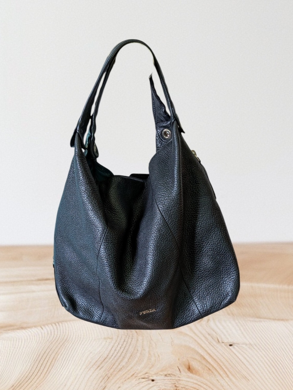 Furla Black Pebbled Leather Shoulder Hobo
